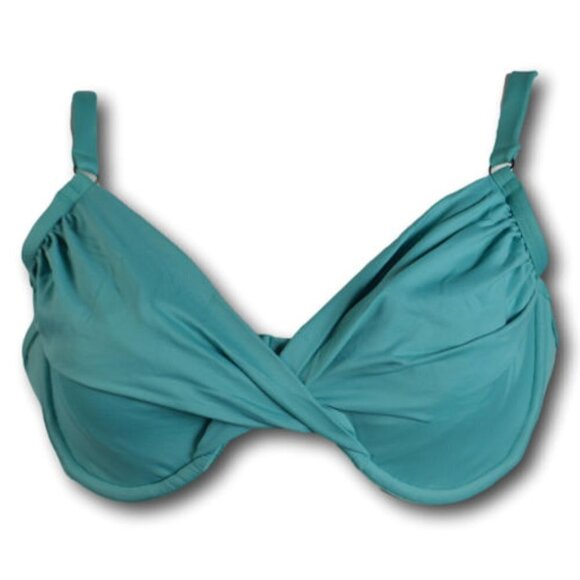 Swim Systems Solid Underwire Crossroads Bikini Turquoise Blue Top Size: 38DD NWT - Picture 1 of 2